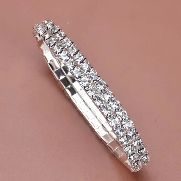 Glamorous Gold/Silver Rhinestone Bracelet - Picture 10 of 12